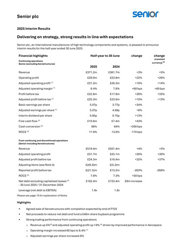 Thumbnail Senior plc Half-year Report 2025-h1