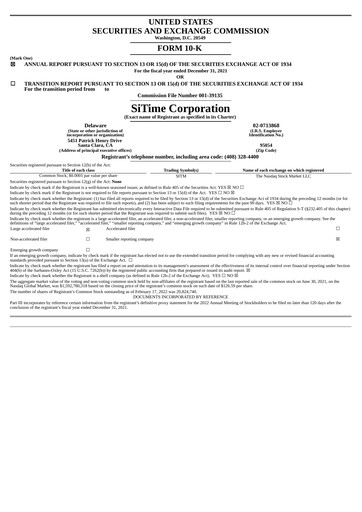 Miniature SiTime Rapport annuel 2021