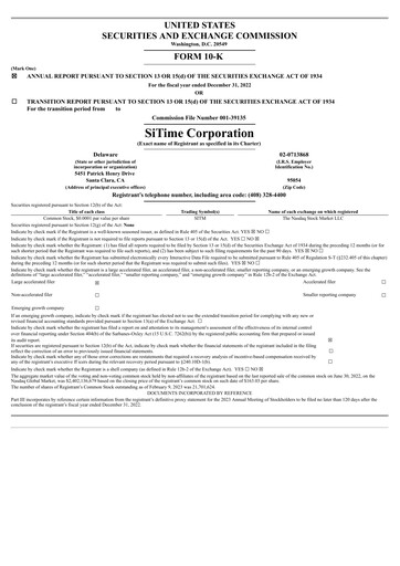 Miniature SiTime Rapport annuel 2022