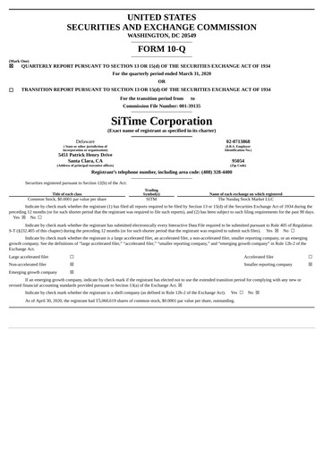 Miniature SiTime Rapport trimestriel 2020-q1