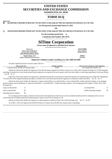 Miniature SiTime Rapport trimestriel 2021-q1