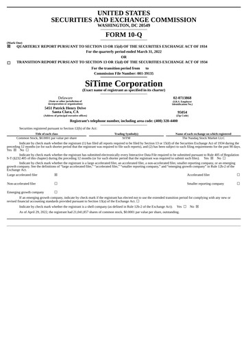 Miniature SiTime Rapport trimestriel 2022-q1