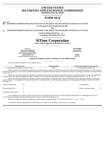 Miniature SiTime Rapport trimestriel 2022-q2