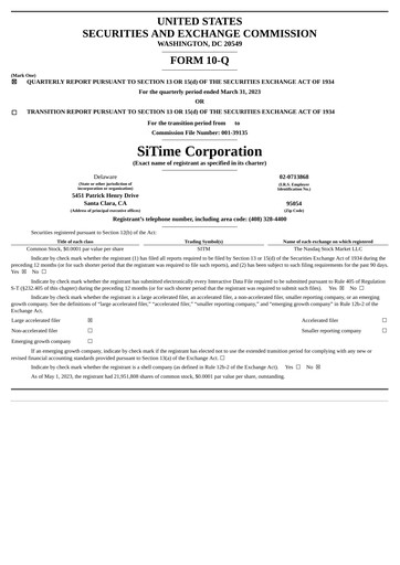 Miniature SiTime Rapport trimestriel 2023-q1