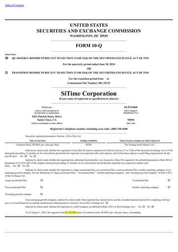 Miniature SiTime Rapport trimestriel 2024-q2