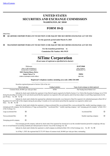 Miniature SiTime Rapport trimestriel 2025-q1