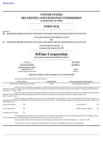 Miniature SiTime Rapport trimestriel 2025-q3