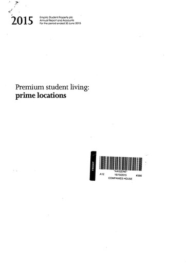 Thumbnail Empiric Student Property Plc Annual Report 2015