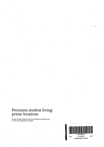 Thumbnail Empiric Student Property Plc Annual Report 2016