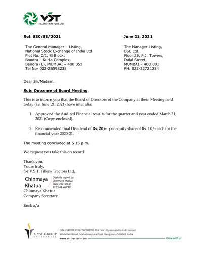 Thumbnail Vst Tillers Tractors
 Financial Statement 2020-2021