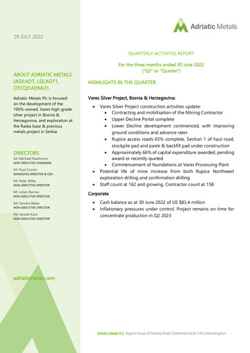 Thumbnail Adriatic Metals Quarterly Report 2022-q2