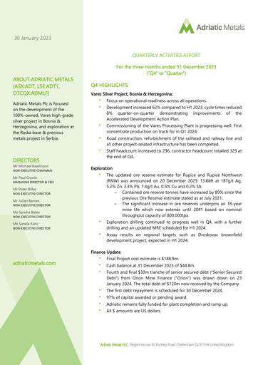 Thumbnail Adriatic Metals Quarterly Report 2023-q4