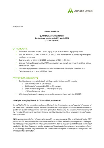 Thumbnail Adriatic Metals Quarterly Report 2025-q1