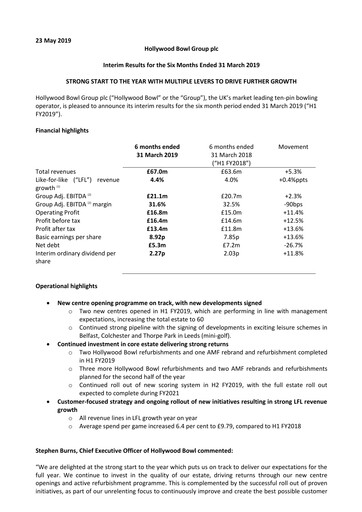 Thumbnail Hollywood Bowl Group Half-year Report 2019-h1