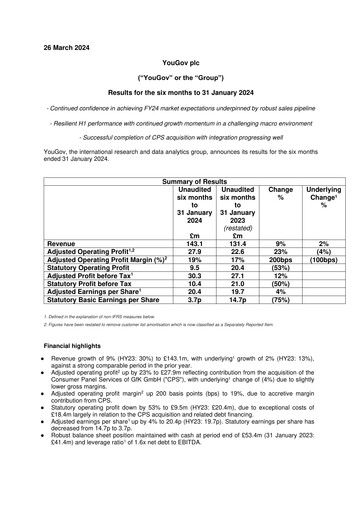 Thumbnail YouGov plc Half-year Report 2024