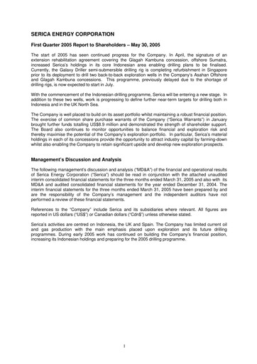 Thumbnail Serica Energy Quarterly Report 2005-q1