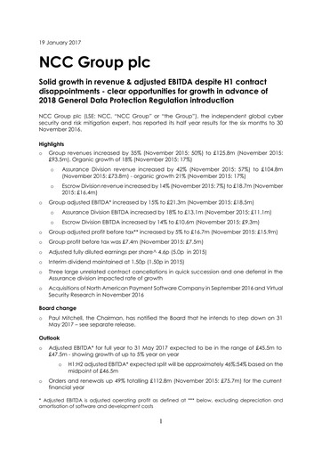 Thumbnail NCC Group plc Half-year Report 2017-h1