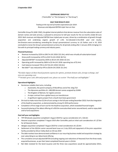 Thumbnail Team Internet Group Financial Statement 2019-h1