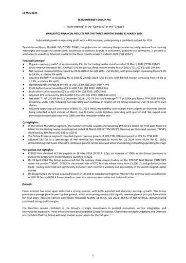 Thumbnail Team Internet Group Financial Statement 2024-q1