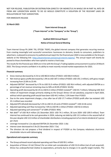 Thumbnail Team Internet Group Financial Statement 2024