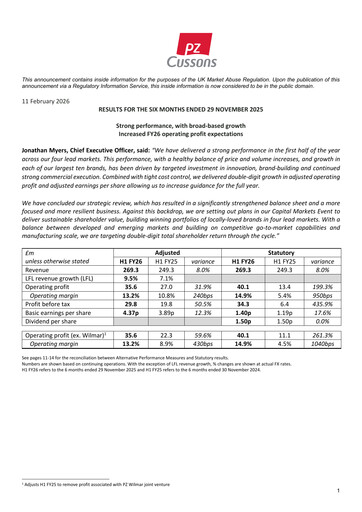Thumbnail PZ Cussons plc Half-year Report 2025-2026-h1