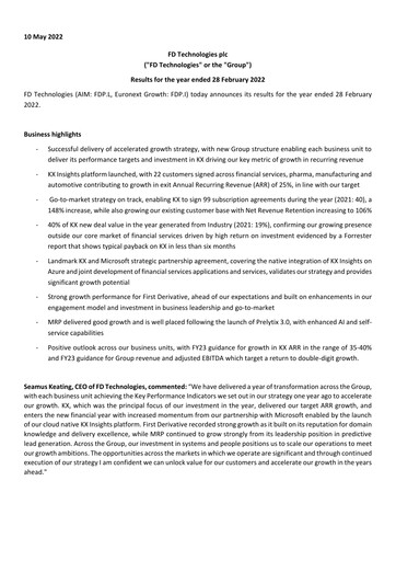 Vorschaubild FD Technologies Finanzbericht 2022