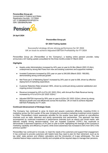 Thumbnail PensionBee Group Quarterly Report 2024-q1