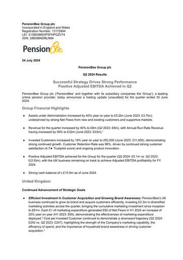 Thumbnail PensionBee Group Quarterly Report 2024-q2