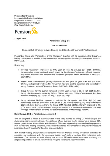 Thumbnail PensionBee Group Quarterly Report 2025-q1