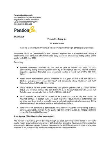 Thumbnail PensionBee Group Quarterly Report 2025-q2
