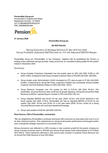 Thumbnail PensionBee Group Quarterly Report 2025-q4
