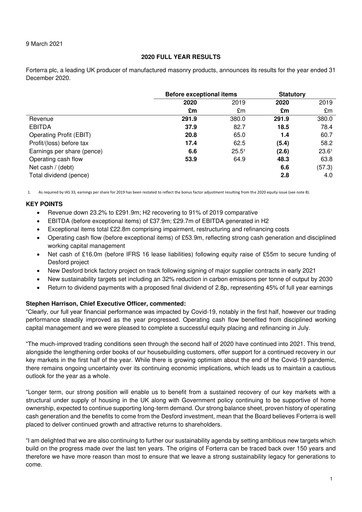 Thumbnail Forterra plc Financial Report 2020