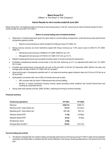 Thumbnail Mears Group plc Half-year Report 2021-h1