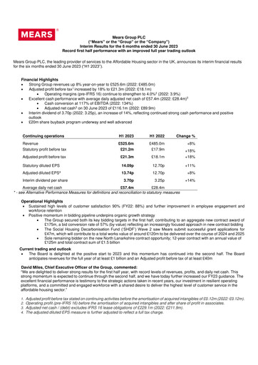 Thumbnail Mears Group plc Half-year Report 2023-h1
