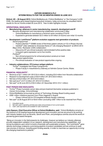 Thumbnail Oxford Biomedica Half-year Report 2013-h1