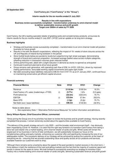 Thumbnail Card Factory plc Half-year Report 2021-h1