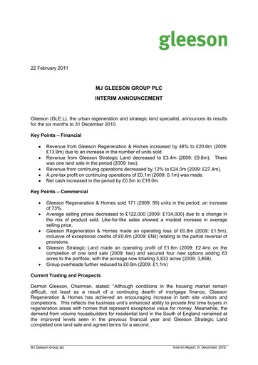 Thumbnail MJ Gleeson plc Half-year Report 2010-h1