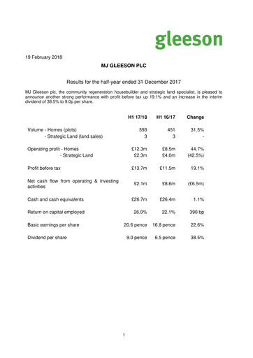 Thumbnail MJ Gleeson plc Half-year Report 2018-h1