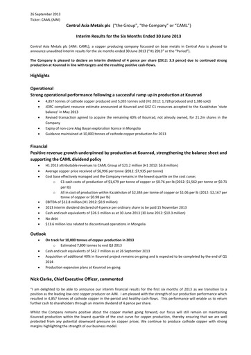 Thumbnail Central Asia Metals Half-year Report 2013-h1