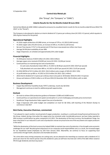 Thumbnail Central Asia Metals Half-year Report 2016-h1