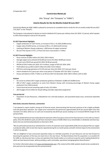 Thumbnail Central Asia Metals Half-year Report 2017-h1