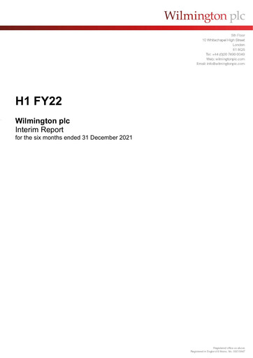 Thumbnail Wilmington plc Half-year Report 2022-h1