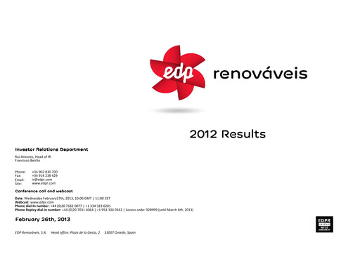 Miniature EDP Renováveis Rapport financier 2012