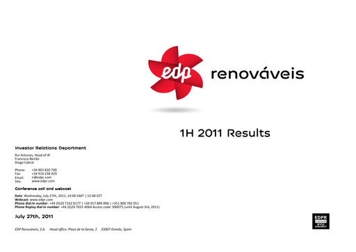 Miniature EDP Renováveis Rapport semestriel 2011-h1