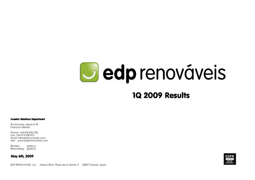 Thumbnail EDP Renováveis Quarterly Report 2009-q1