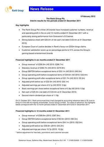 Vorschaubild The Rank Group Halbjahresbericht 2011-h1