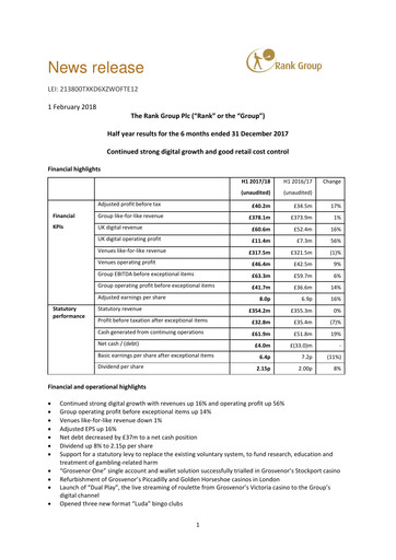 Vorschaubild The Rank Group Halbjahresbericht 2017-h1