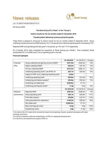 Vorschaubild The Rank Group Halbjahresbericht 2019-h1