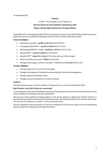 Thumbnail Fintel Plc Half-year Report 2021-h1