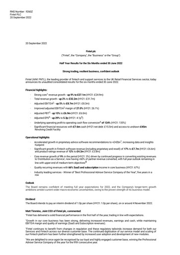Thumbnail Fintel Plc Half-year Report 2022-h1